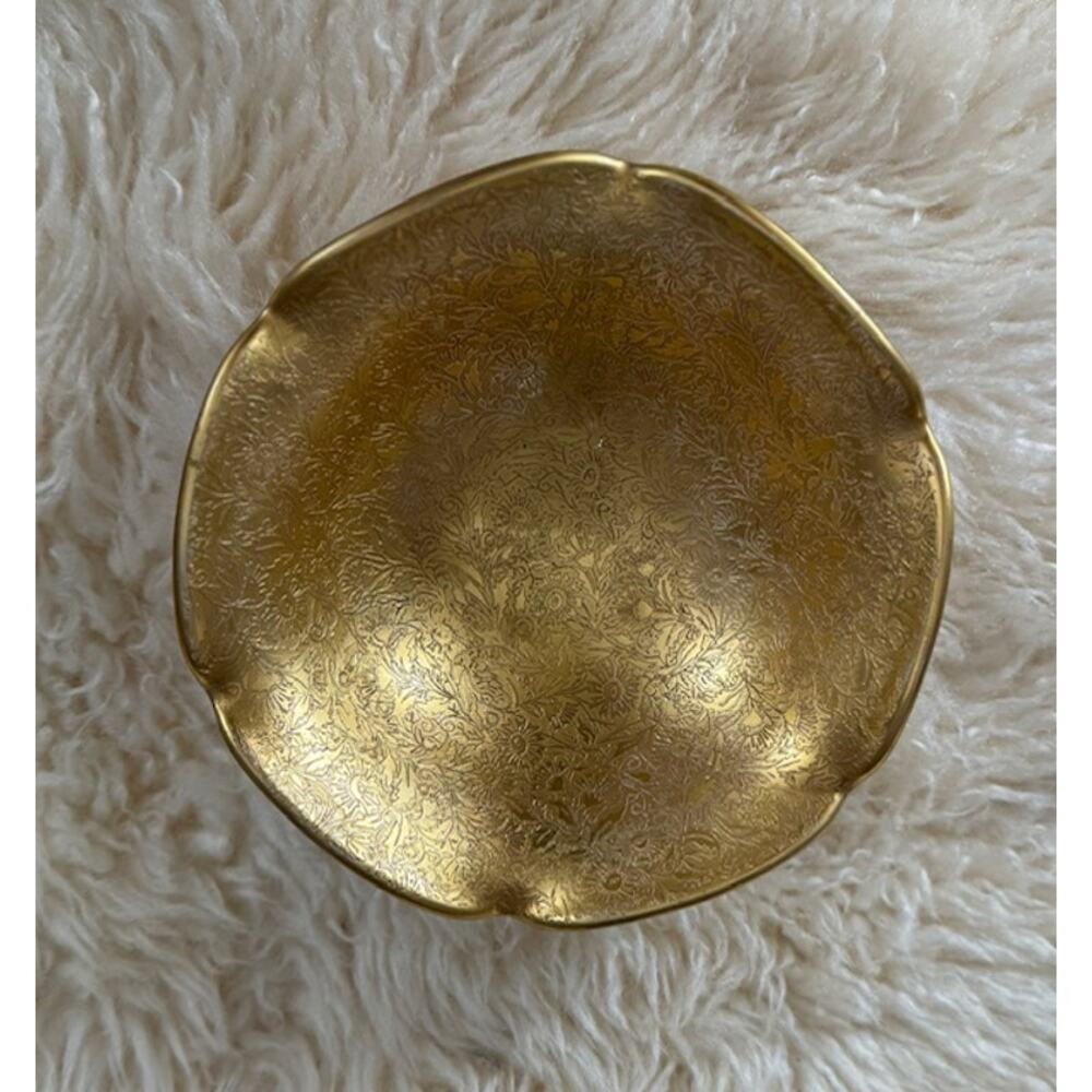 Vintage Real 22K Gold over Glass Bowl